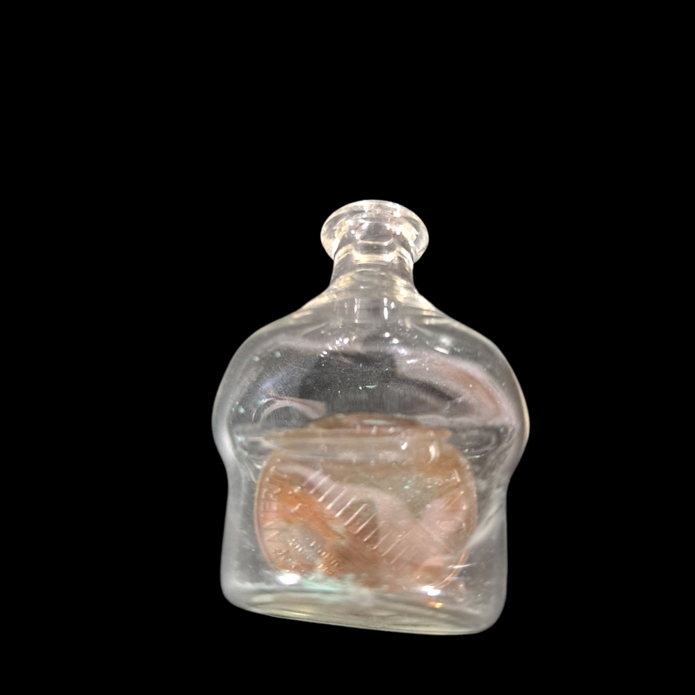Vintage Hand Blown Glass Penny In A Bottle 1.5" Miniature